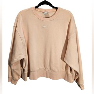 Nike Crewneck Cropped Sweatshirt Women Size 1X Center Swoosh Pink